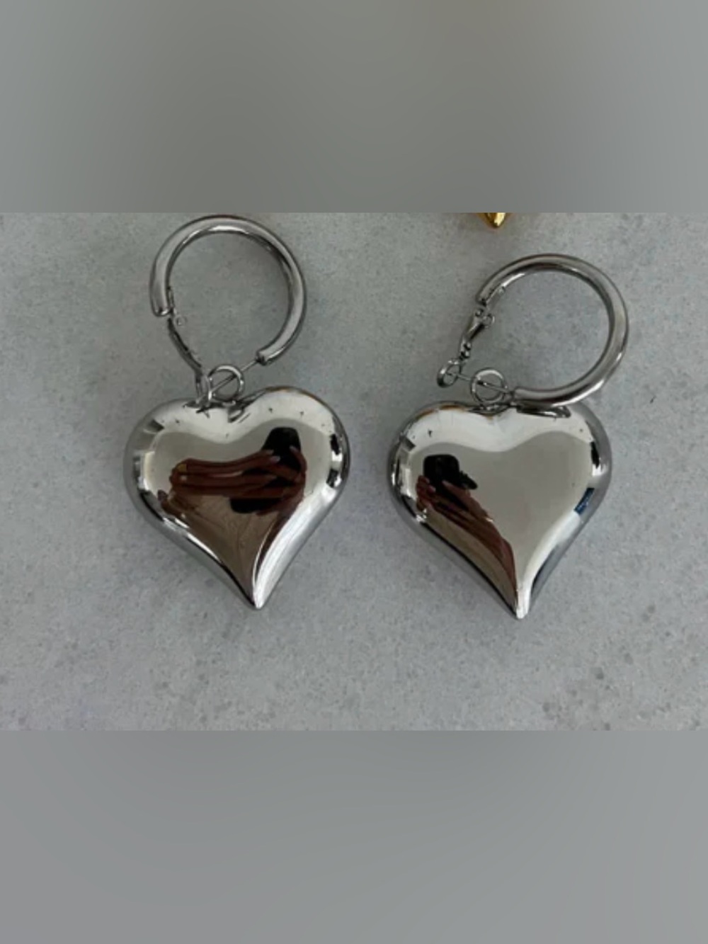 Polished Silver Heart Hoop Earrings - Women Jewelry